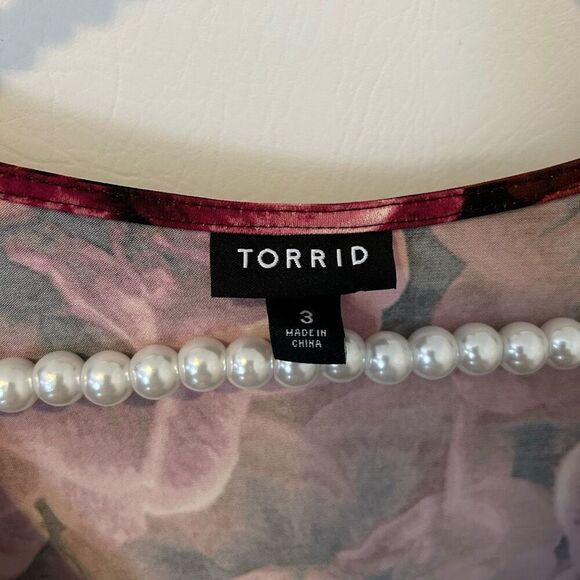 Torrid Mini Studio Knit Babydoll Floral Dress Multi 3X boho grunge whimsigoth Y2 - Picture 9 of 15